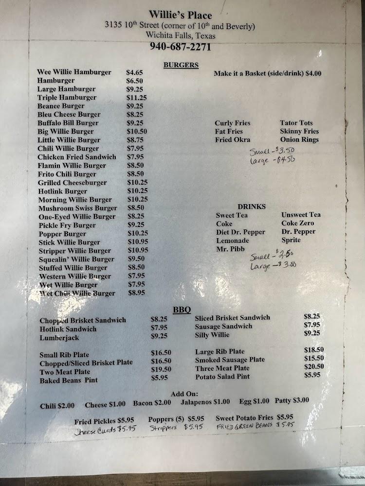 Willie's Place Menu image 1